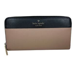 Kate Spade Wallet Brown and Black Leather Large Continental Zip Around Madison